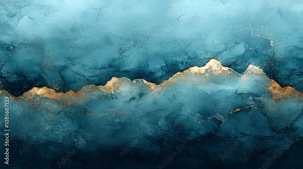 Abstract blue and gold textured background resembling waves or mountains. Abstract blue and gold textured background resembling waves or mountains.