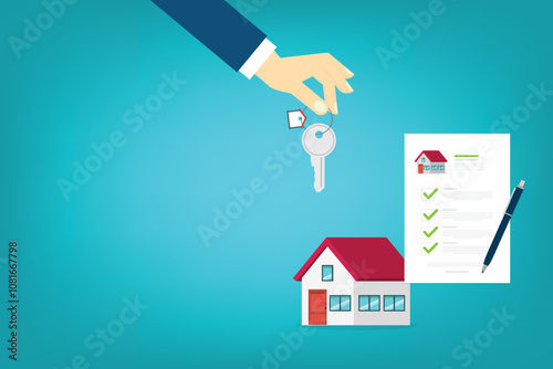 House contract . Buy or rent . Real estate document, mortgage documents. Vector illustration