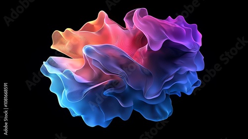 3d abstract object in gradient color, photorealistic, black backgrond