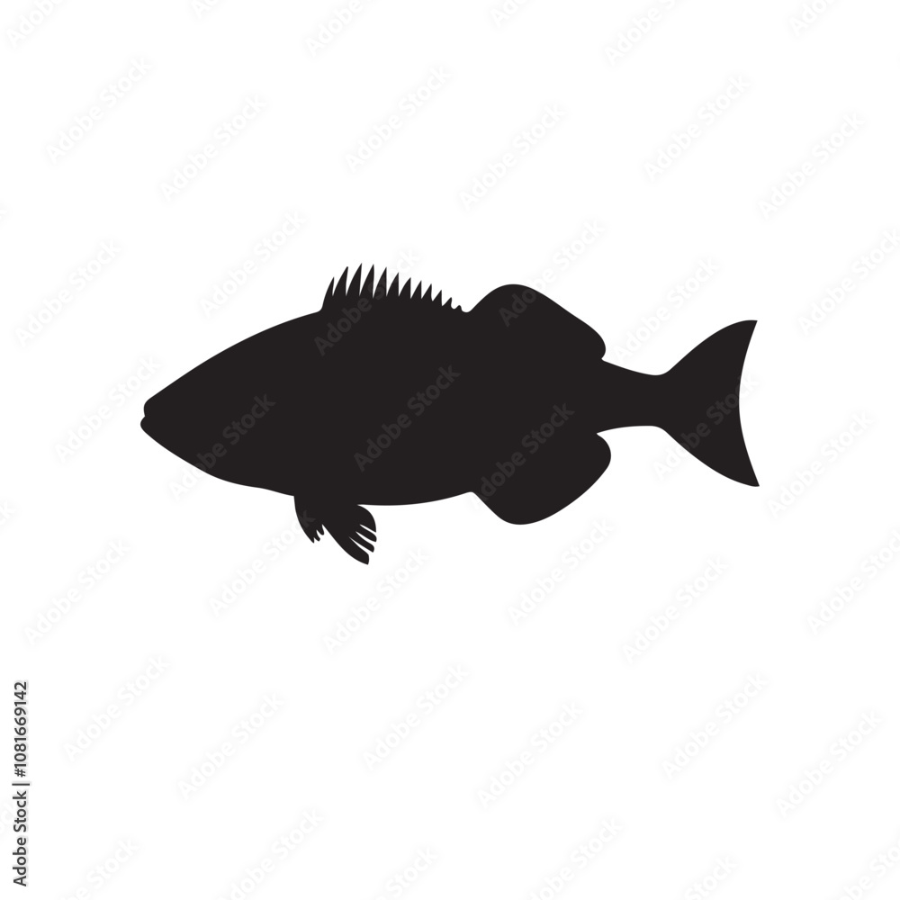 Cod fish silhouette vector illustration, Cod vector isolated on white background Cod fish silhouette vector illustration, Cod vector isolated on white background