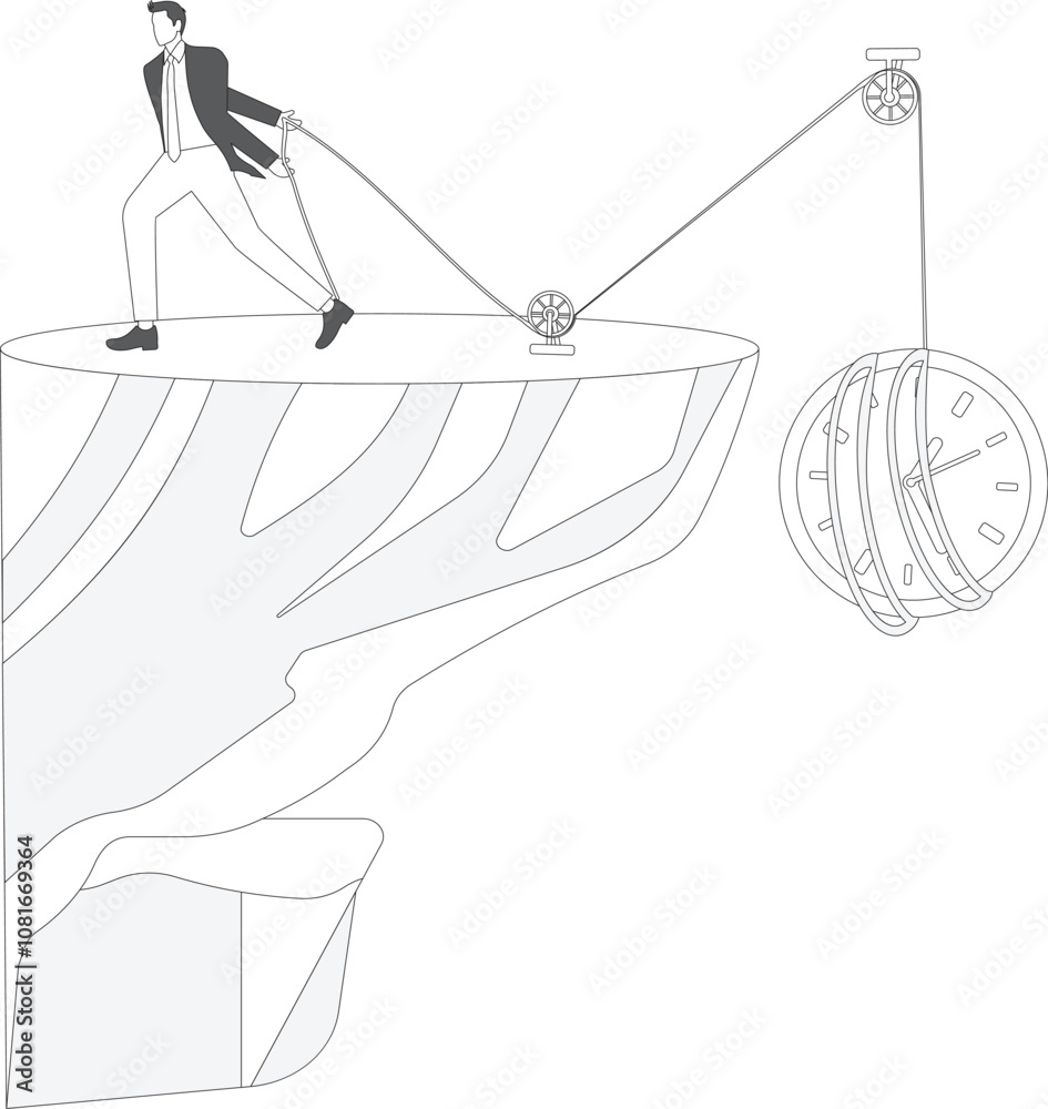 Fototapeta premium Businessman lassoing time clock, Finance and Economy,