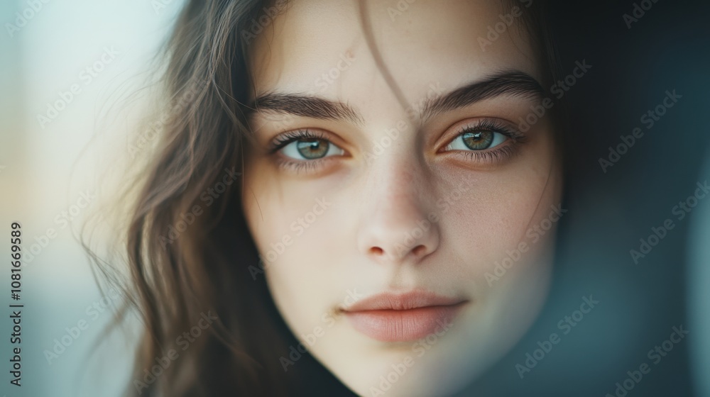 Obraz premium Captivating gaze of a pensive young woman