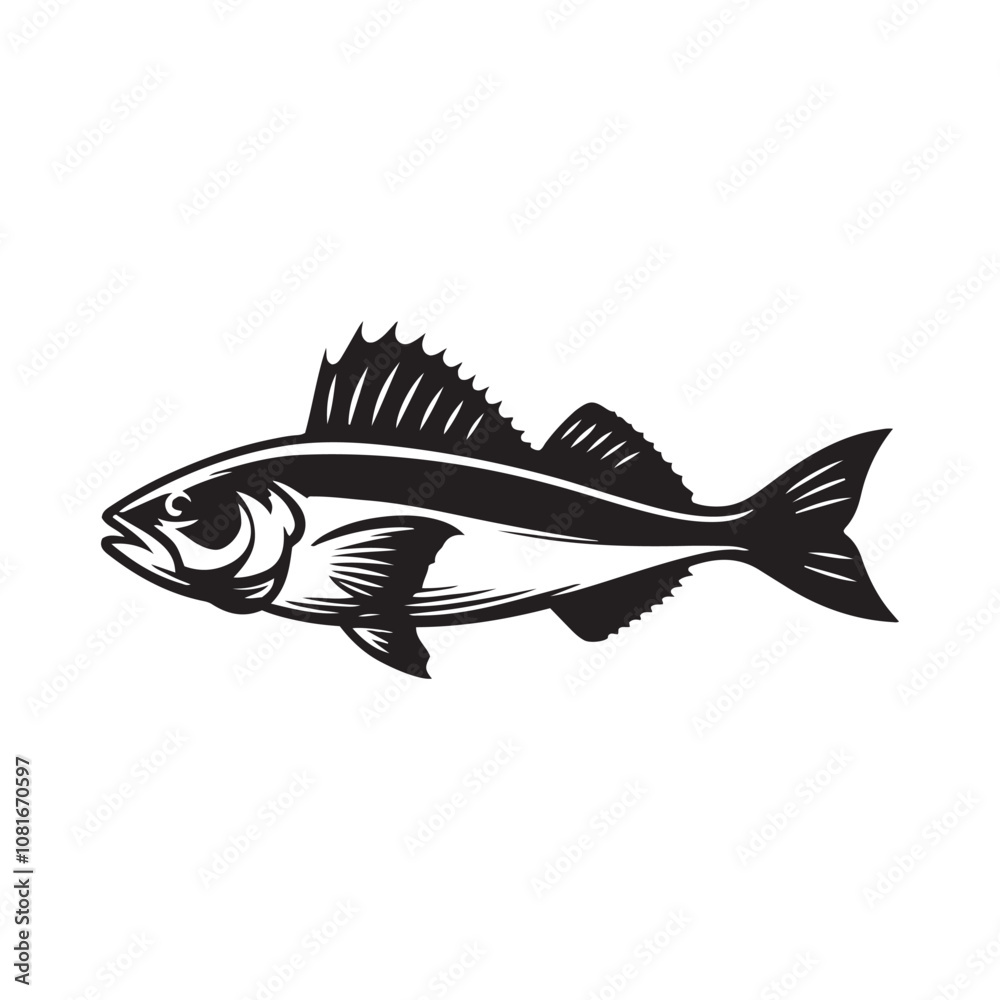 Cod fish silhouette vector illustration, Cod vector isolated on white background Cod fish silhouette vector illustration, Cod vector isolated on white background