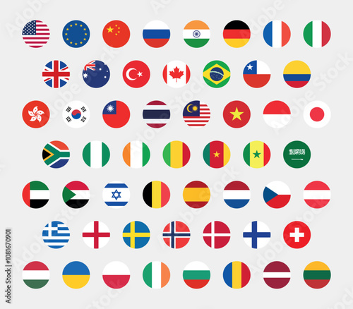 national flags icon set of the 53 countries