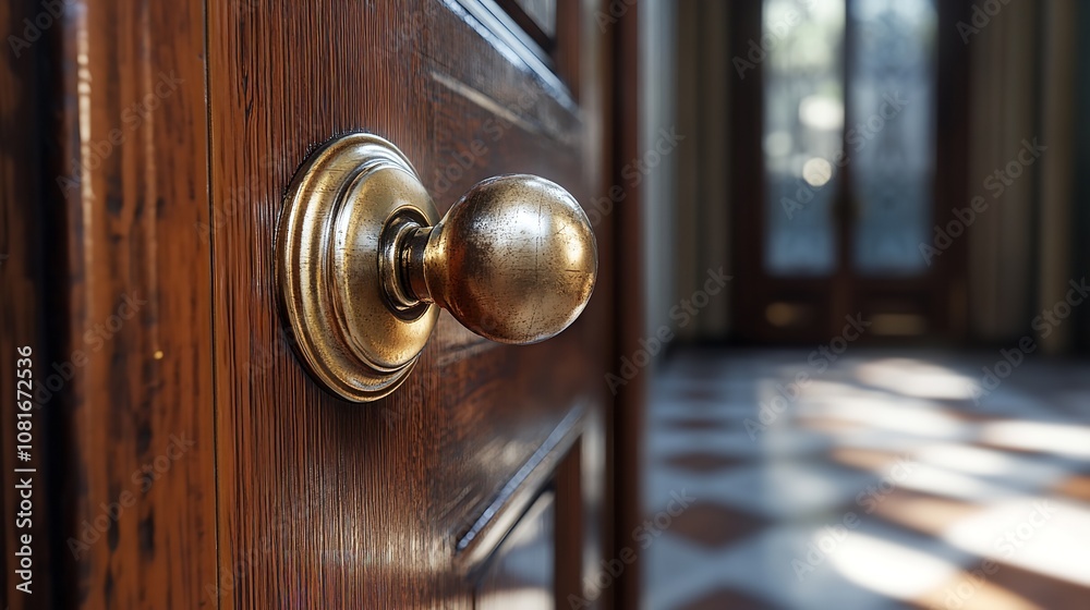 Open door with keys , new home concept Focus on a key new chapter in homeownership. Open door with keys , new home concept Focus on a key new chapter in homeownership.