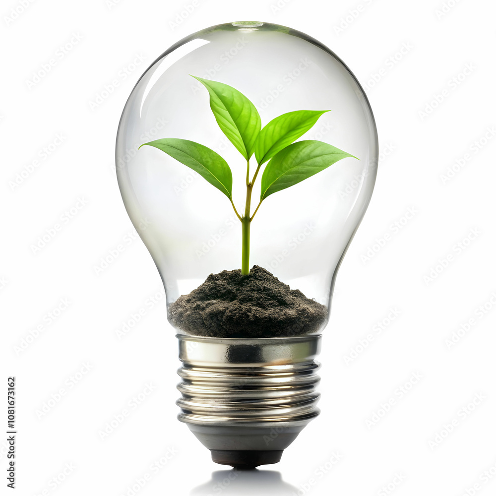 Plant Growing in a Bulb, Isolated on White Plant Growing in a Bulb, Isolated on White