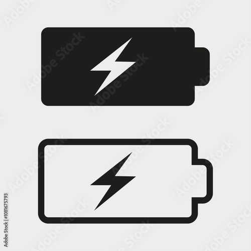 battery and charging icons symbol, vector, illustration
