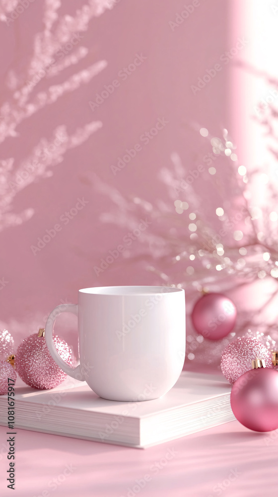 Set with white mug for mockup. The mug with the christmas decorations.
Set with white mug for mockup. The mug with the christmas decorations.