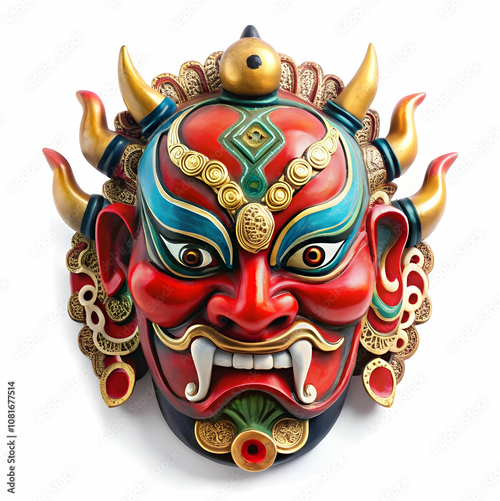 Naklejka premium Intricately Designed Traditional Chinese Demon Mask in Detail