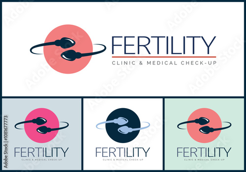 fertility swim sperm wellness clinic and medical logo set design template