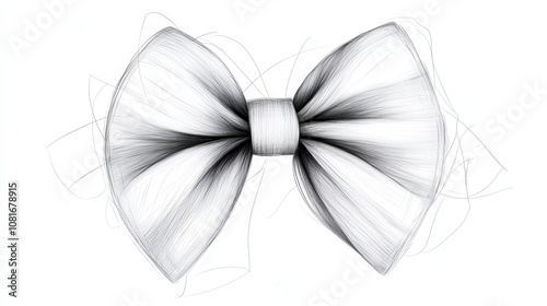 Minimal black and white hair bow illustration with elegant lines and soft curves, perfect for design projects or fashion themes photo