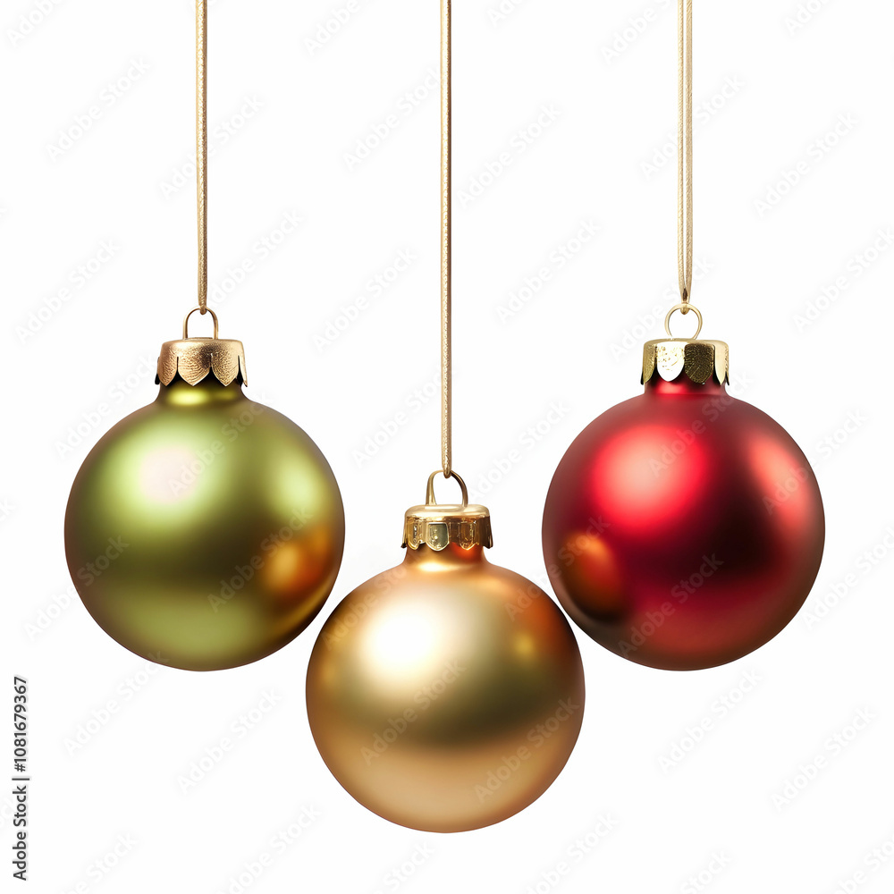 Set of Three Hanging Christmas Ornaments in Festive Colors Set of Three Hanging Christmas Ornaments in Festive Colors