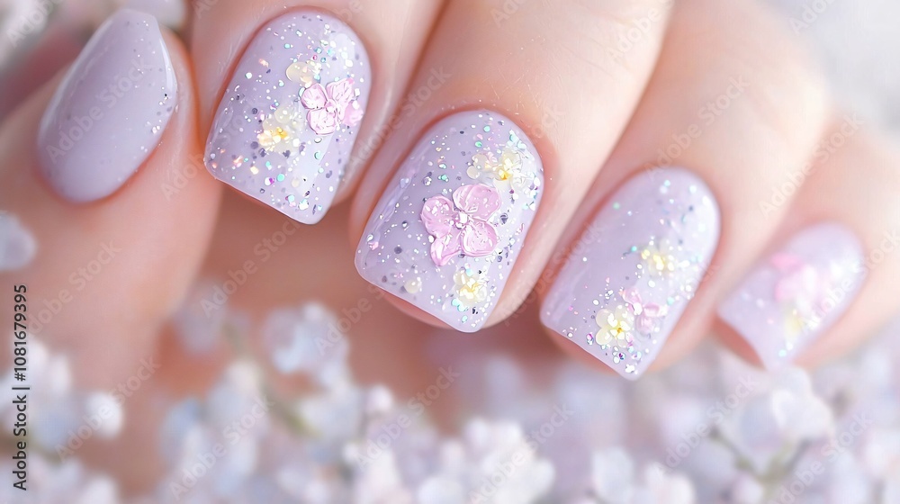 Close-Up of Delicate Nail Art Design Close-Up of Delicate Nail Art Design