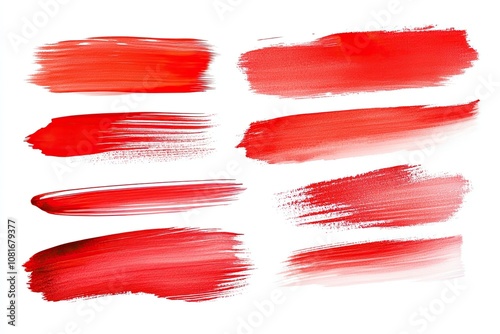 Red Brush Strokes on White Background