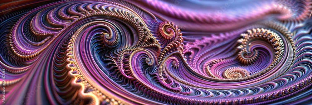 Abstract Fractal Design with Swirling Patterns in Rich Purple and Gold Hues, Complex Mathematical Beauty and Artistry – Modern Header Banner Background Abstract Fractal Design with Swirling Patterns in Rich Purple and Gold Hues, Complex Mathematical Beauty and Artistry – Modern Header Banner Background