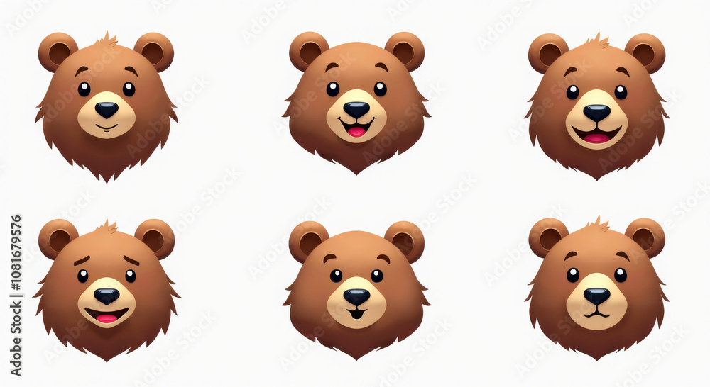 Cute Bear Emoji Set with Various Expressions | Adorable Illustration for Emotions and Communication Cute Bear Emoji Set with Various Expressions | Adorable Illustration for Emotions and Communication