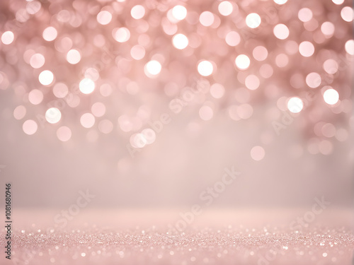 Pink bokeh background beige nude color sparkle pastel card wedding whtie glamour pattern template cardboard luxury soft texture frame cosmetic aesthetics, blur decoration banner valentine lovely. © Nyetock
