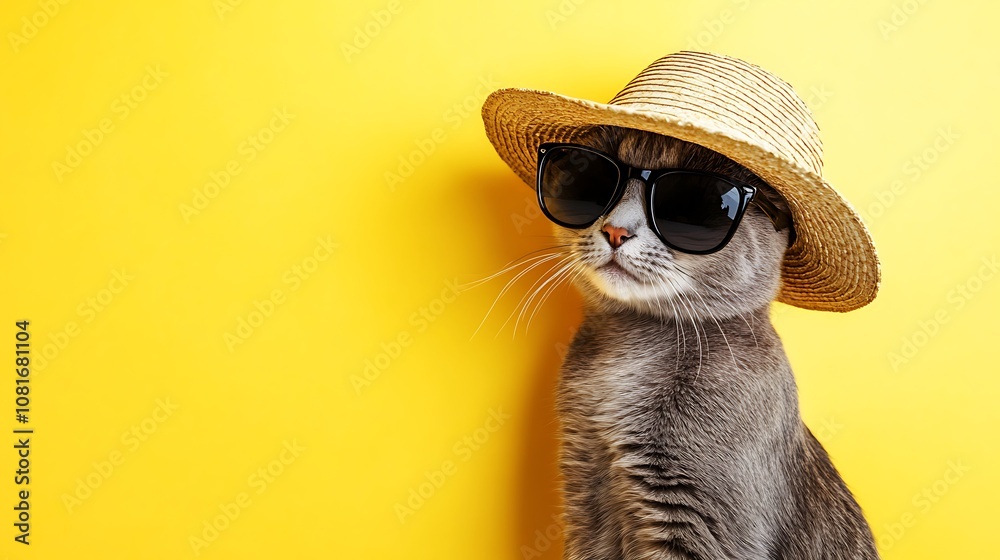 Obraz premium Cool Cat in Sunglasses and Hat