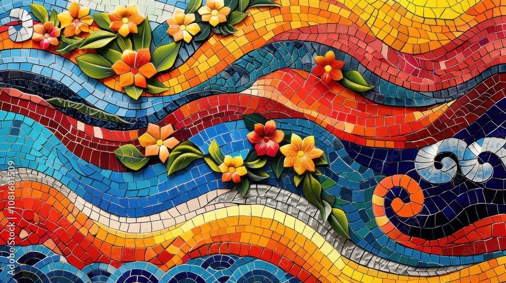 A contemporary artwork with overlapping cultural patterns, including Mexican Talavera tiles, Japanese waves, and Moroccan zellige, merging global influences into a vibrant, multicultural visual. A contemporary artwork with overlapping cultural patterns, including Mexican Talavera tiles, Japanese waves, and Moroccan zellige, merging global influences into a vibrant, multicultural visual.