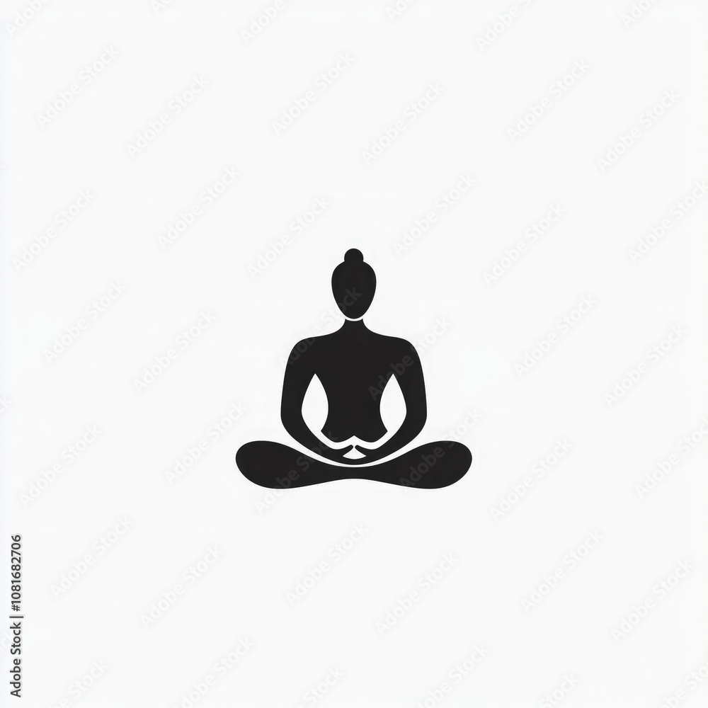 Minimalist Black and White Buddha Logo in Meditative Pose Minimalist Black and White Buddha Logo in Meditative Pose