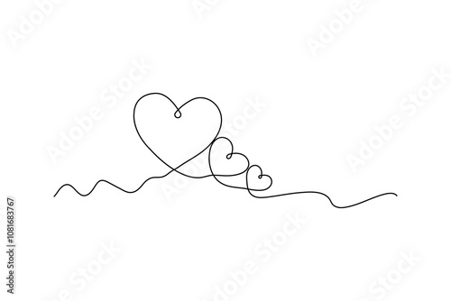 Love shape continuous one  line drawing of Valentine's day outline design