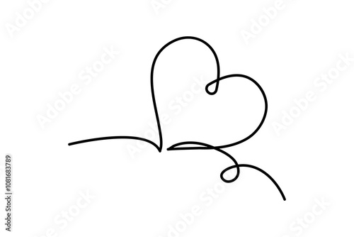 Love shape continuous one  line drawing of Valentine's day outline design