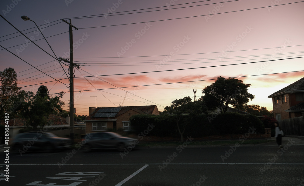 sunset in the city