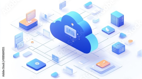 A blue cloud with a white label that says 