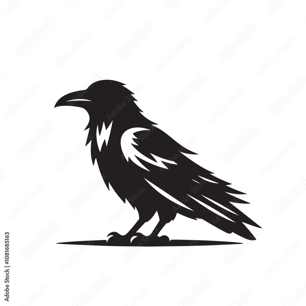 Raven or crow silhouette vector design. Raven vector illustration. Crow or raven logo, icon balck and white. Raven or crow silhouette vector design. Raven vector illustration. Crow or raven logo, icon balck and white.