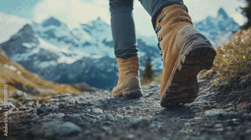 Hiking Boots in Mountains.