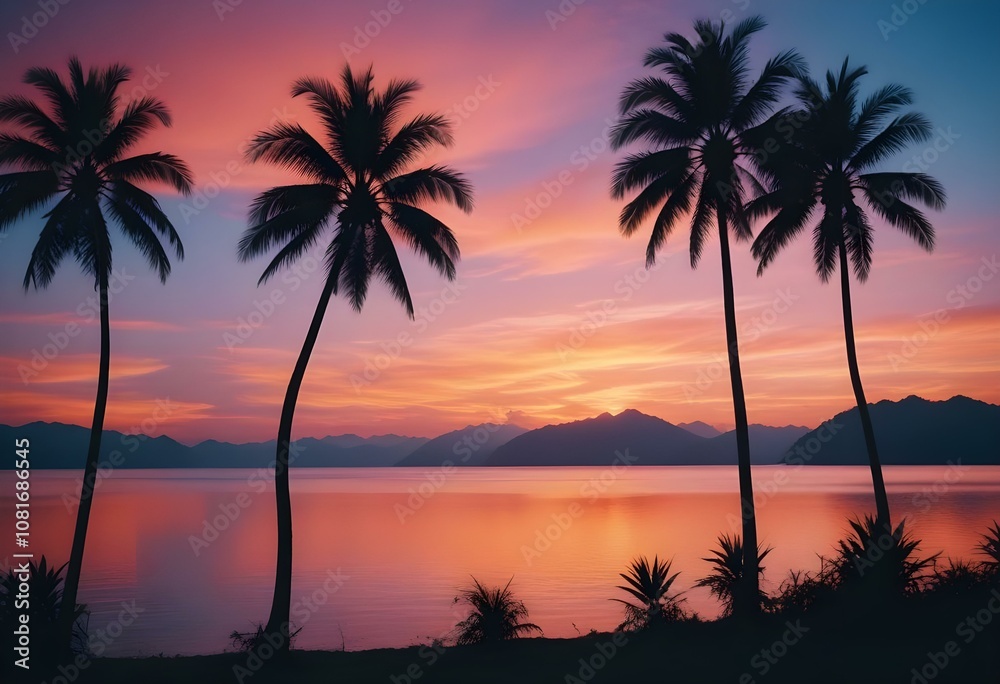 Gradient tropical sunset background Gradient tropical sunset background