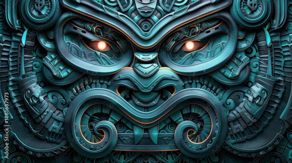 A fusion design showcasing Polynesian tattoo motifs with futuristic, digital textures, combining ancient artistry with modern technology. A fusion design showcasing Polynesian tattoo motifs with futuristic, digital textures, combining ancient artistry with modern technology.