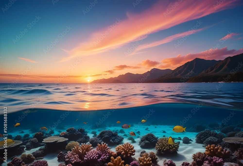 Gradient tropical sunset background Gradient tropical sunset background