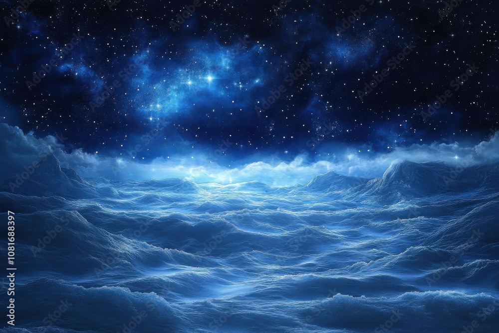 Obraz premium A blue sky with a lot of stars and clouds