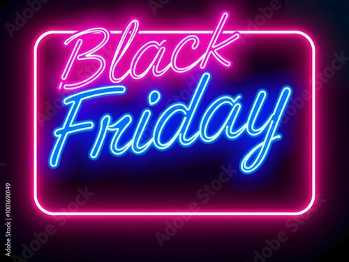 black friday pink and blue neon sign