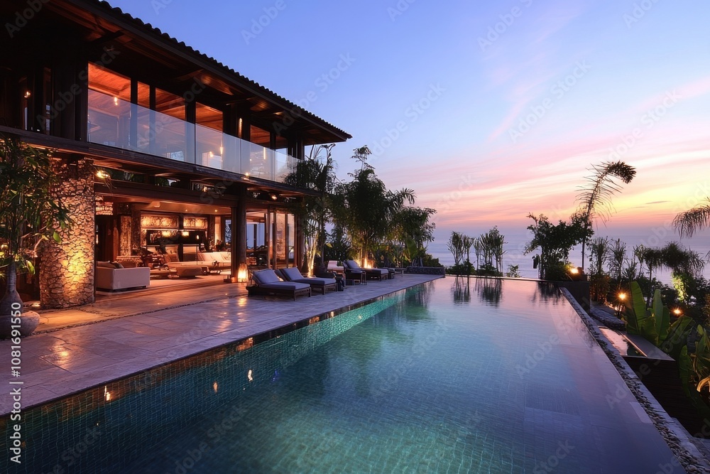 Fototapeta premium A large house with a pool and a patio