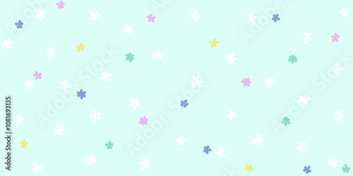 Seamless Pattern of Hand Drawn Flowers on light color Background