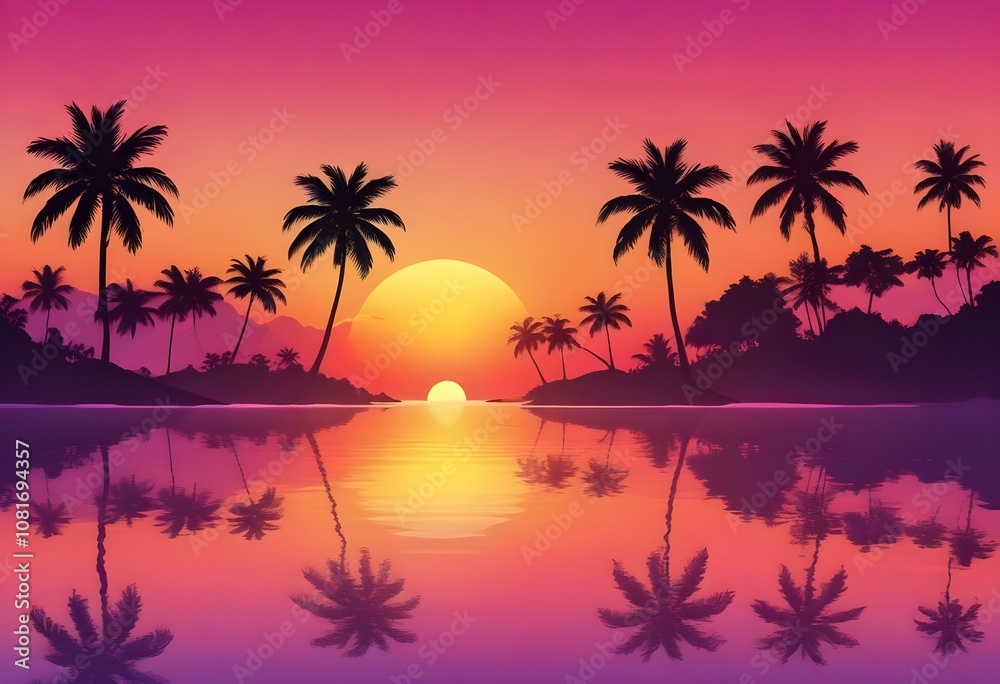 Gradient tropical sunset background Gradient tropical sunset background