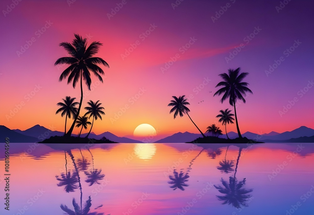 Gradient tropical sunset background Gradient tropical sunset background