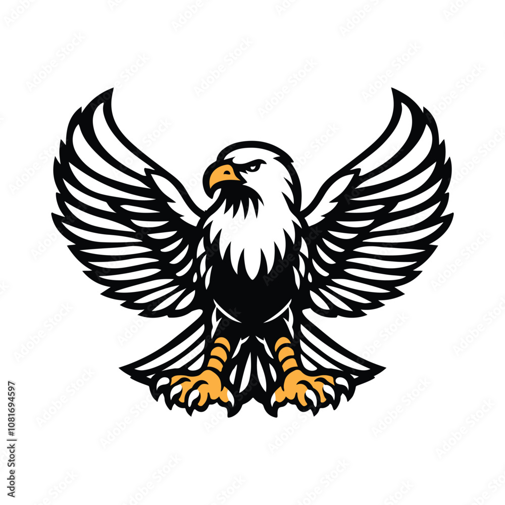Fototapeta premium American Bald Eagle Silhouette Vector Art - Perfect for Laser Cutting, Cricut Files, and Wood Engraving