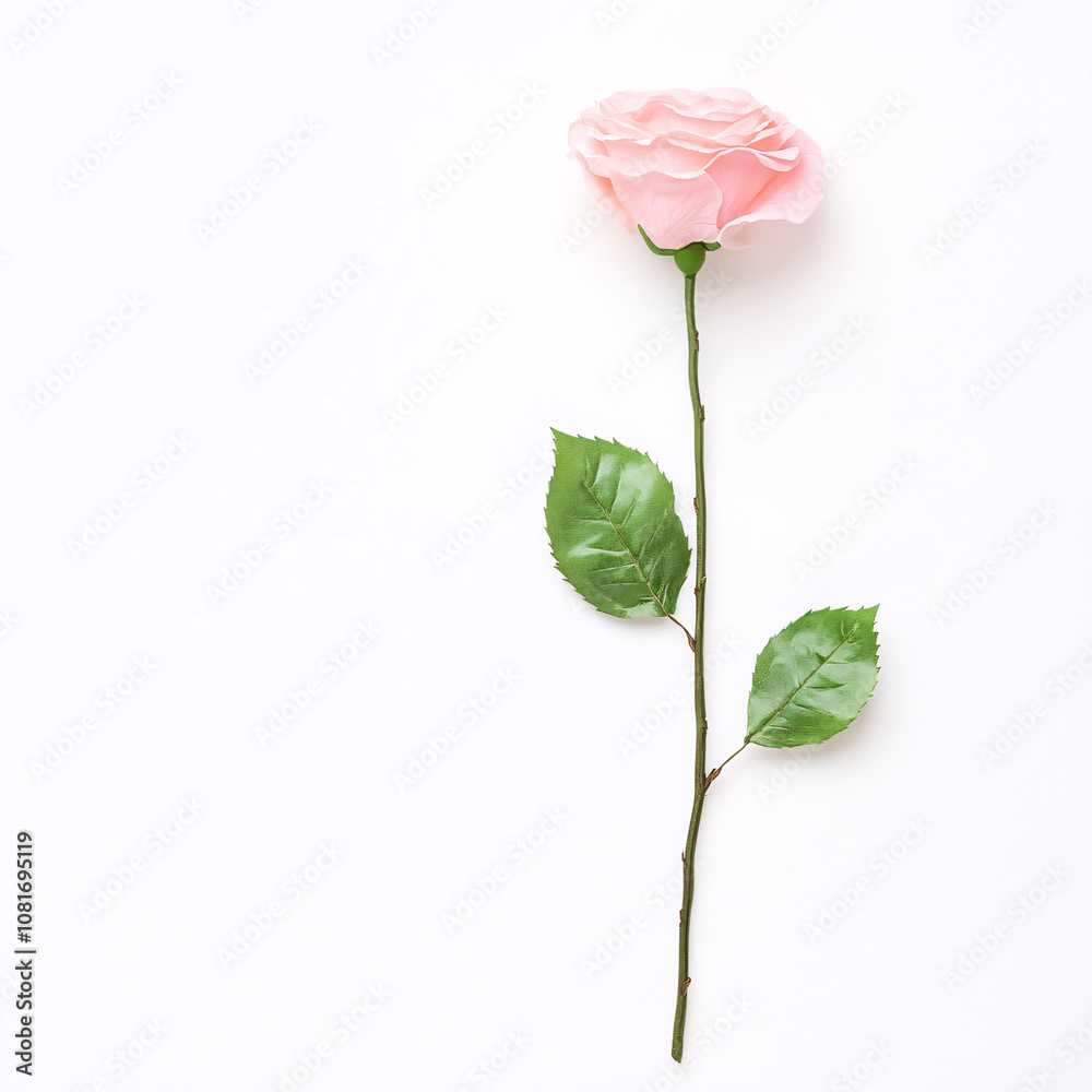 Obraz premium A stunning pink rose captures the essence of beauty in a minimalist studio setting on white background