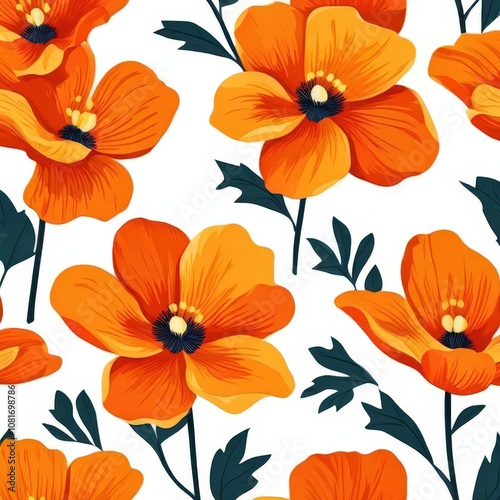 the AI Image Generator, seamless pattern with flowers, argyle daisy poppy marigolds pattern overlay