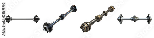Car front axel shaft isolated on transparent background, set of