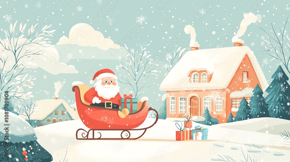 custom made wallpaper toronto digitalsanta claus riding a sleigh full of gifts with snowy scenery