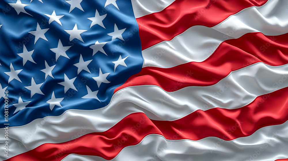 3D Render of a Draped American Flag, Stars and Stripes in Detailed Texture, Patriotism Symbolism 3D Render of a Draped American Flag, Stars and Stripes in Detailed Texture, Patriotism Symbolism
