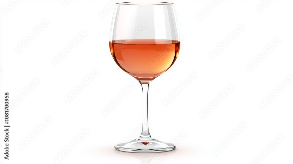 A glass of rose wine on a white background.