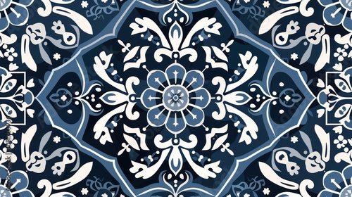 A seamless pattern that blends Moroccan tile designs with Scandinavian folk motifs, showcasing the interconnectedness of global heritage through art.