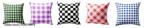 Set of checkered patterned cushions/ throw pillows.