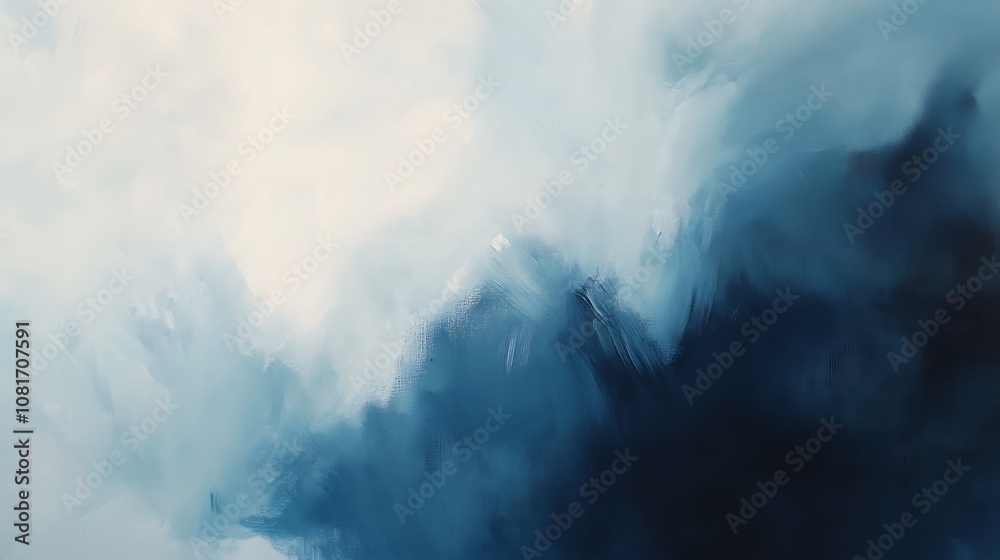 Fototapeta premium Abstract blue and white brush strokes background.