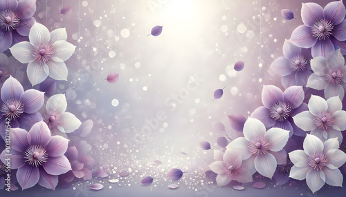 Delicate Purple and White Flowers with Soft Floating Petals